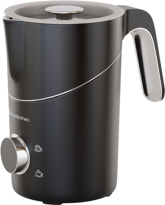 KitchenBrothers Elektrische Melkopschuimer – Afneembare Kan – 4-in-1 – 400 ML – Zwart