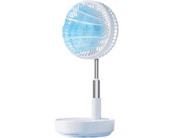 Ventilator - Kleine ventilator - Draagbare ventilator - Draagbare oscillerende ventilator met verstelbare hoogte - Met afstandsbediening - Opvouwbaar - 4 snelheden - Voor slaapkamer, kantoor, reizen - 7,7 inch - Wit