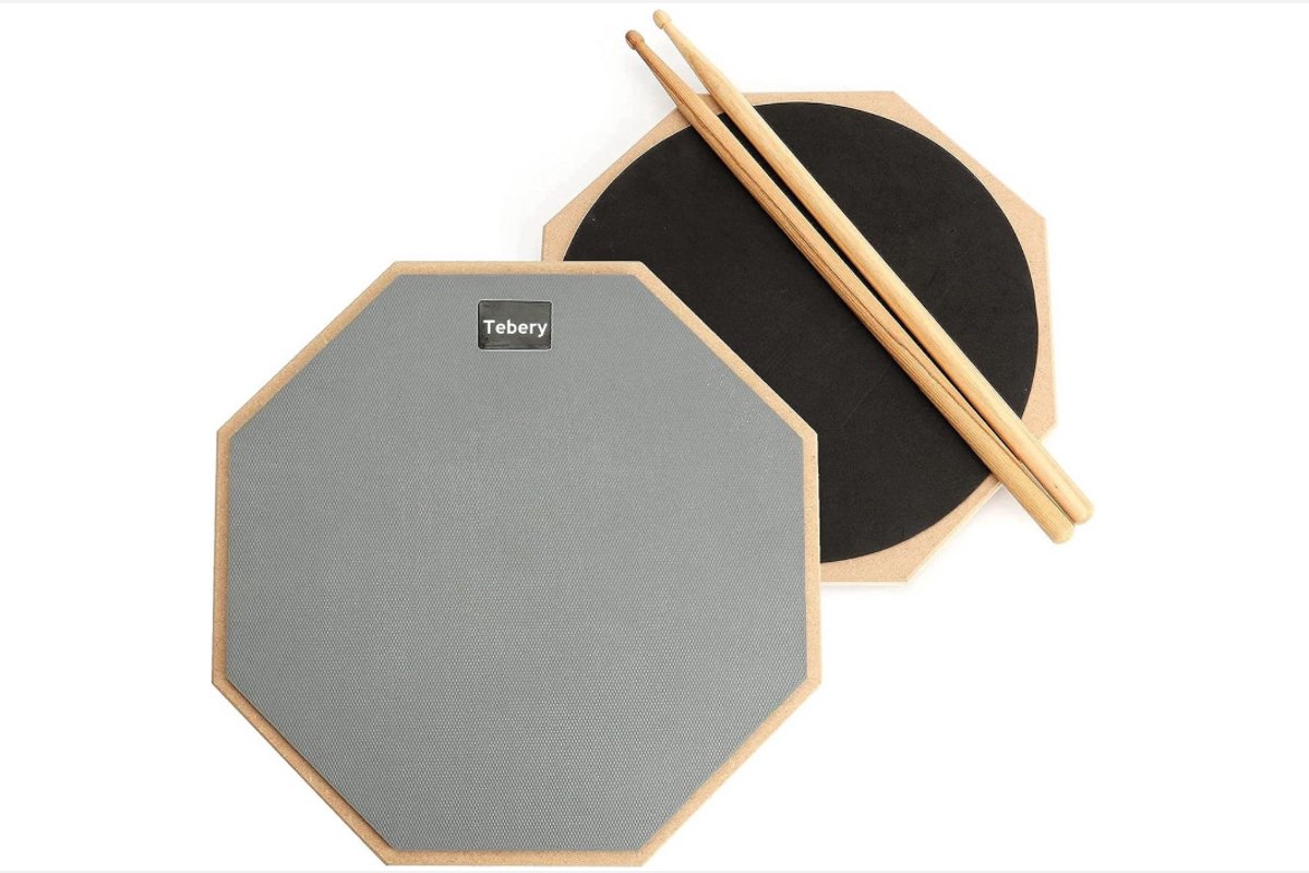 WNHB® 12 Inch Drum Oefenpad met 5A Drumsticks - 2-Delige Silent Drum Pad voor Beginners - Grijs 30,5 cm