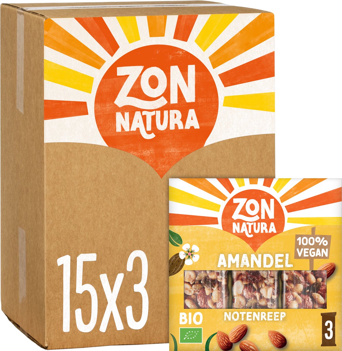 Zonnatura Biologische Notenreep - Amandel - 3 x 25g