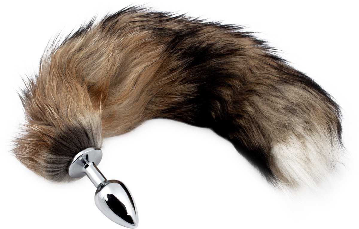 Plug It Fox Tail Buttplug Zilver/Bruin - Vossenstaart - Metal Buttplug - Voor vrouwen en mannen