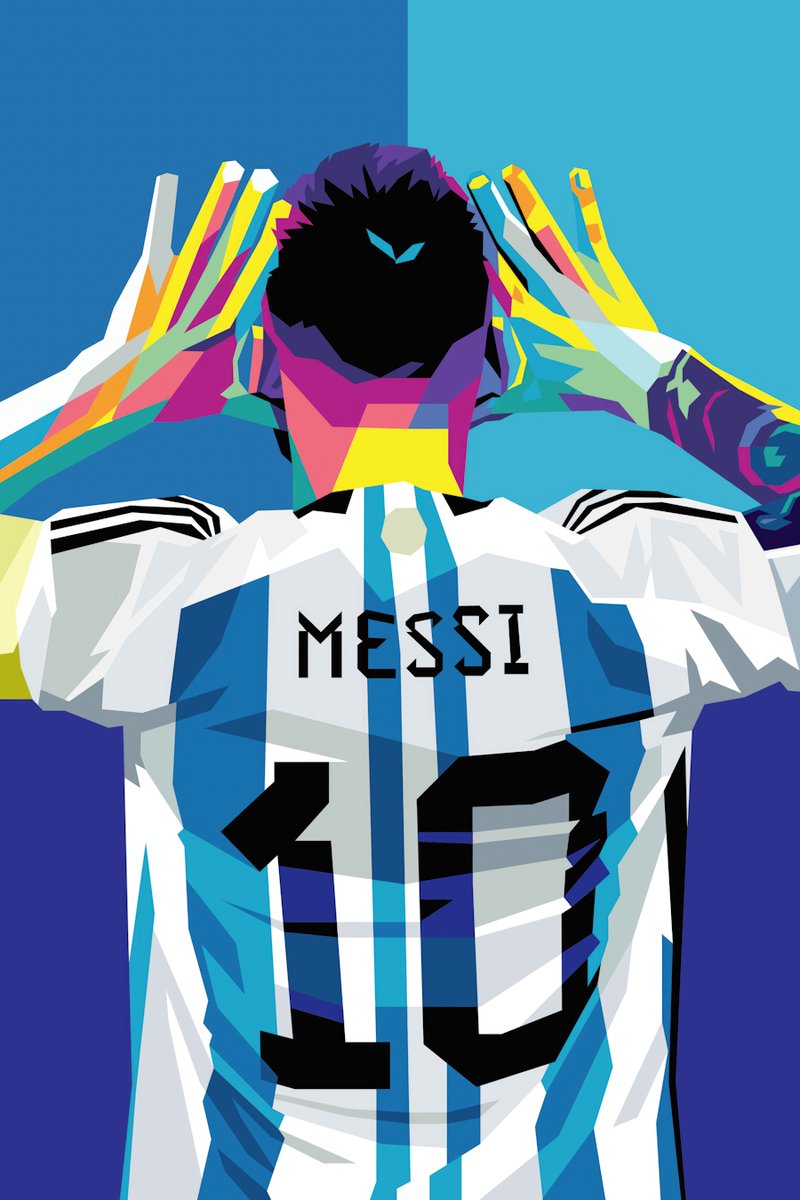 Voetbal Poster - Messi - Lionel Messi - Argentina - Paris Saint Germain - Leo - Abstract Portret - WK Voetbal - Wanddecoratie - posters - formaat 30x40cm - 298