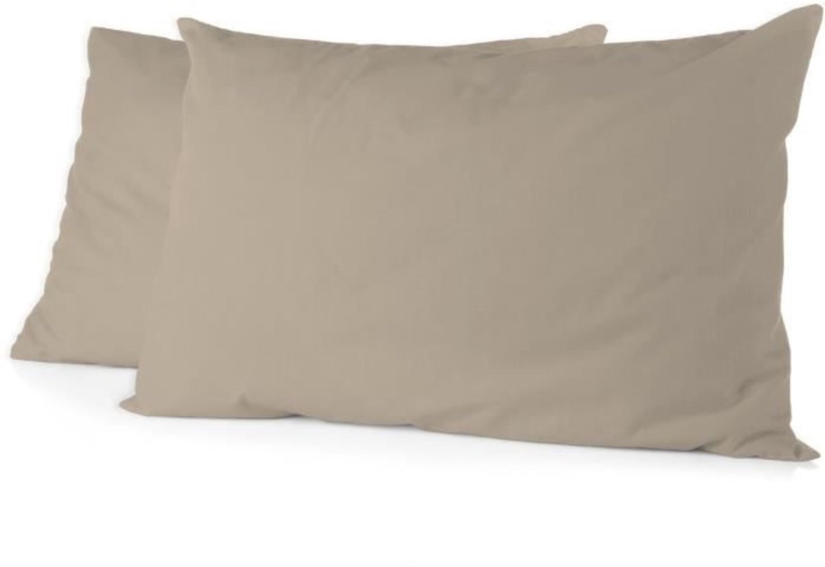 Set van 2 kussenslopen - HOME LINGE PASSION - HP72091 - Microvezel 82 g - 50 x 70 cm - Beige