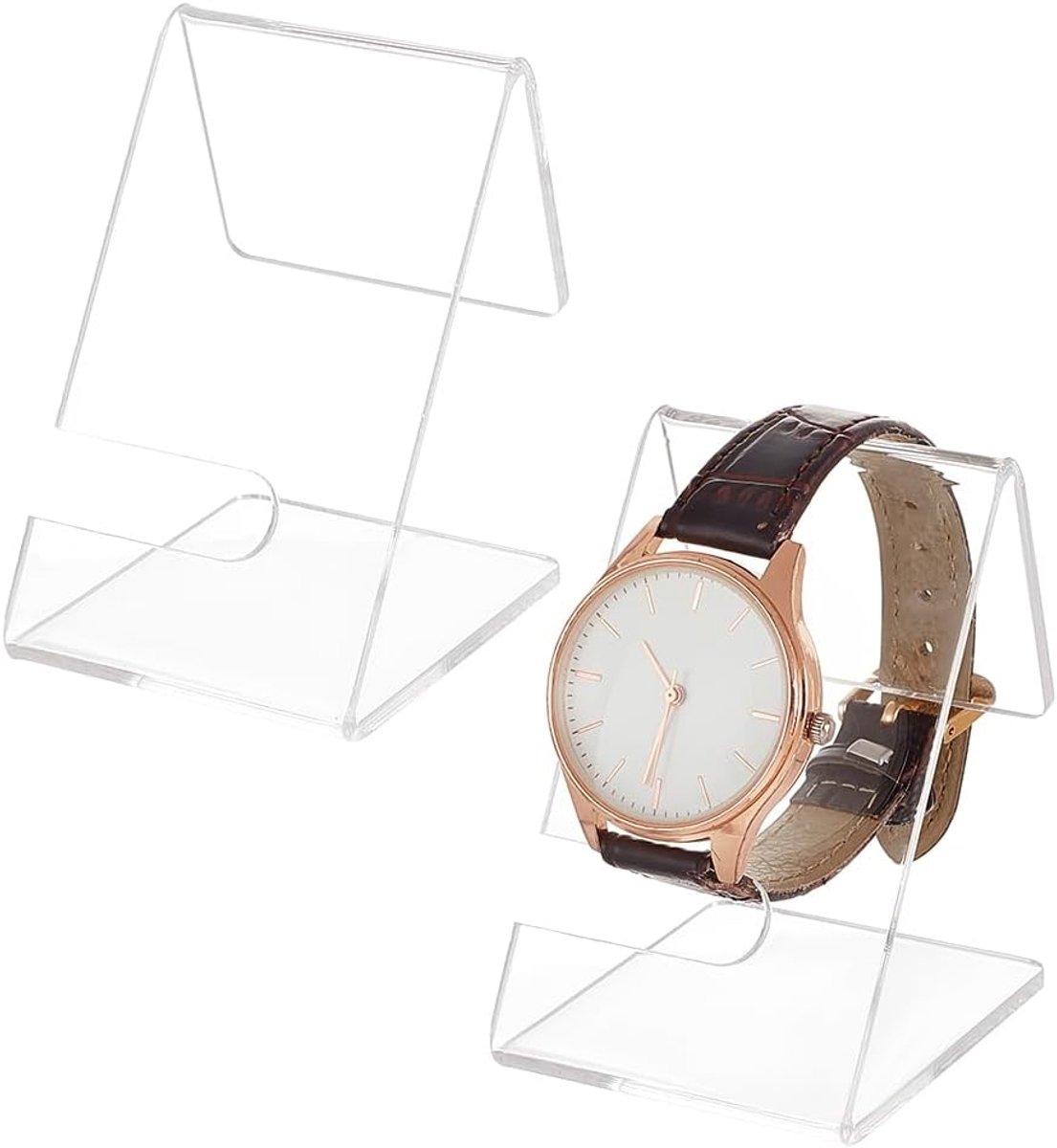 2 Pieces Clear Acrylic Watch Stand - Single Watch Stand voor Home - Shop Window 5 x 4.5 x 6.3 cm