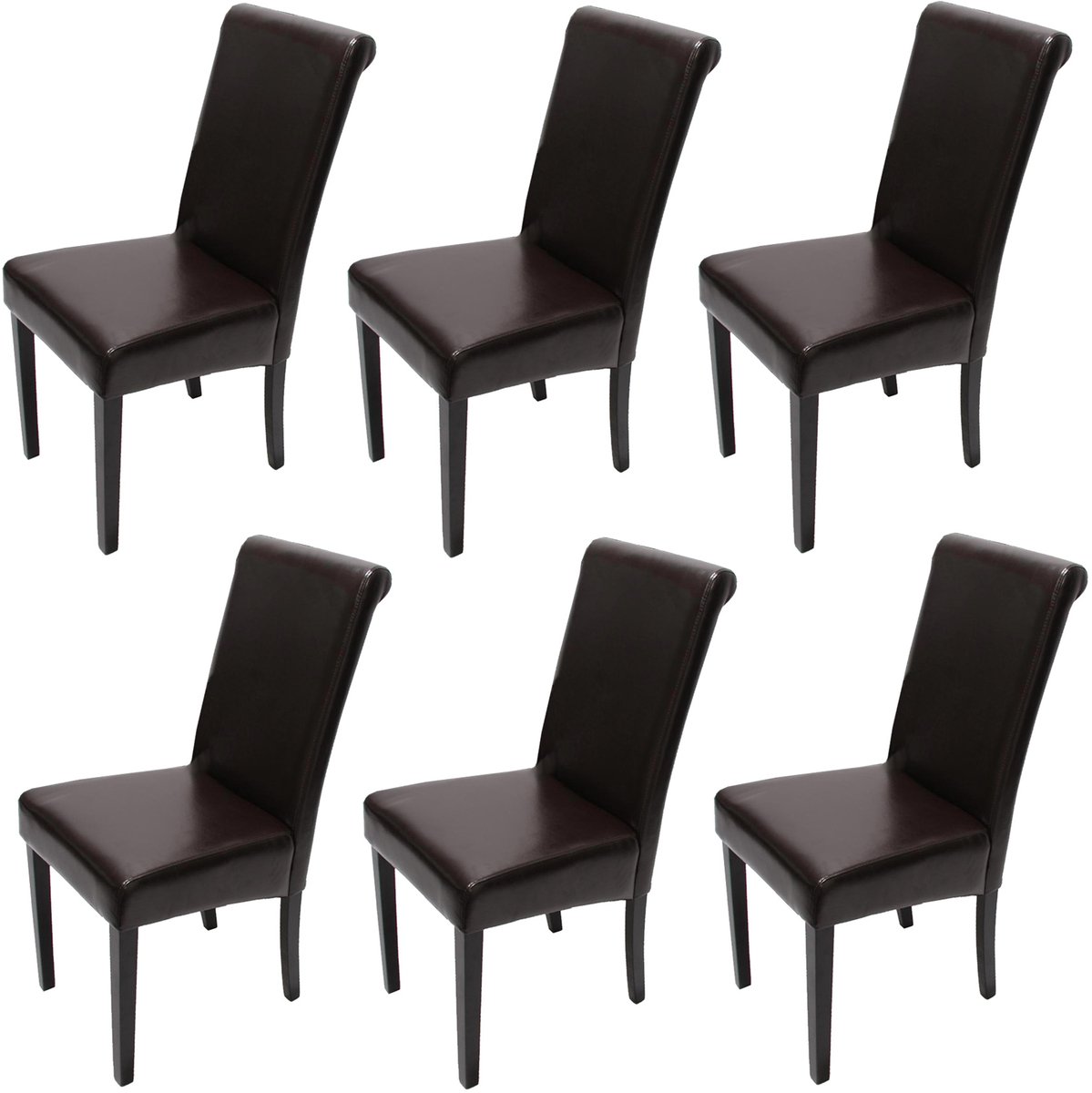 Set van 6 eetkamerstoelen Keukenstoel Novara II, leer ~ bruin, donkere poten