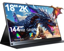 UPERFECT Portable Monitor J02 18.0" 2560*1600 HDMI:120Hz TYPE-C:144HZ draagbaar monitor IPS 100% DCI-P3 draagbaar scherm with Dual USB-C/VESA Mount,for Laptop/Switch/MacBook (VESA Mount )