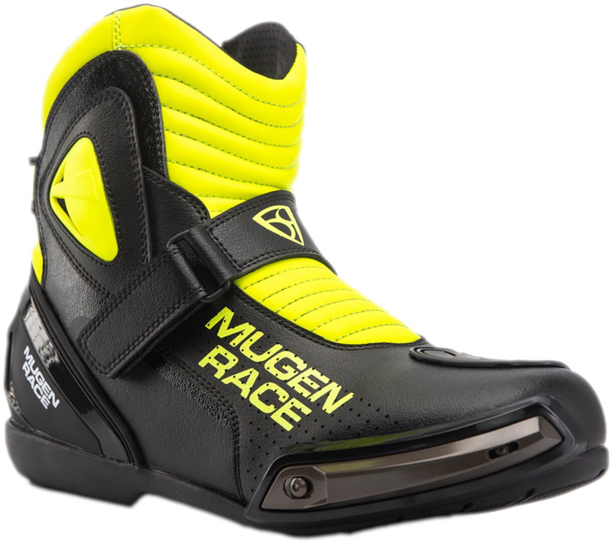 MUGENRACE Hurry Zwart Neon Gele Geperforeerde Motorschoenen - Laars