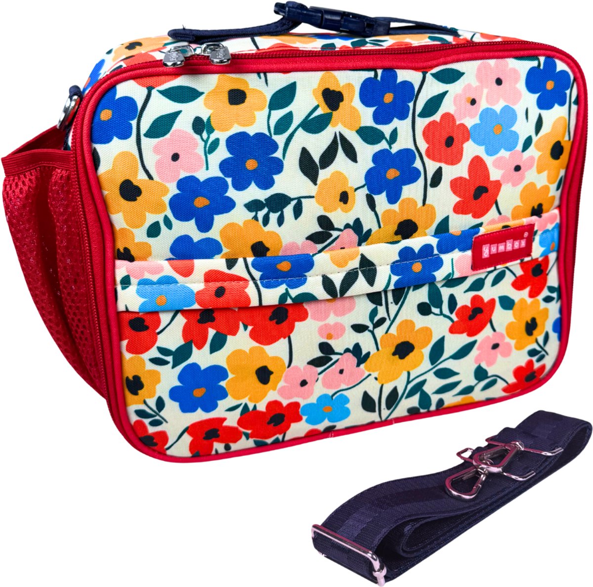 Yumbox Lunch Bag - waterafstotend - handige vakjes - lichtgewicht - Klaprozen