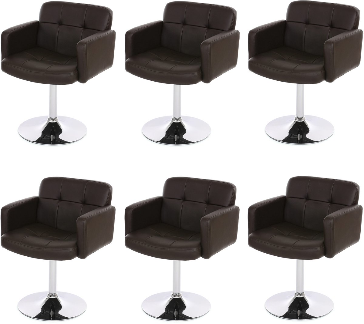 MCW Set van 6 eetkamerstoelen Orlando, keukenstoel draaistoel, kunstleer chroom MVG-gecertificeerd ~ bruin