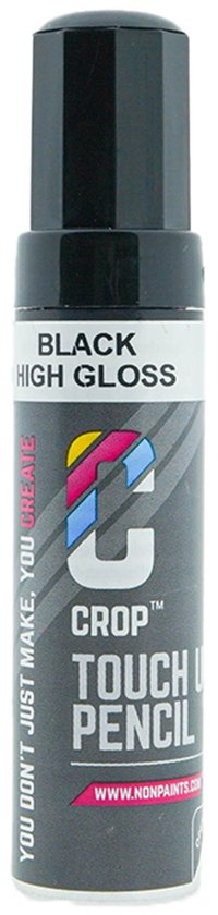 CROP Lakstift Zwart - Autolak Hoogglans - 12ml Lak - Acryl Stift RAL 9005 - voor Auto Lakschade Reparatie - Sneldrogend