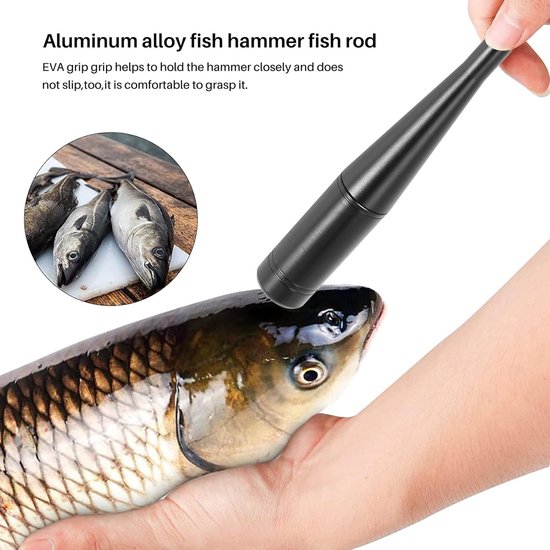 Visracket van aluminium - Vishdoder van aluminium - Vishamer - Vishdoder - Visracket - Outdoor visracket - Vis accessoire - Voor outdoor vissen - Met antislip handvat en polsband - Visaccessoires - Efficiënt vissen - Zwart van Merkloos — afbeelding 4