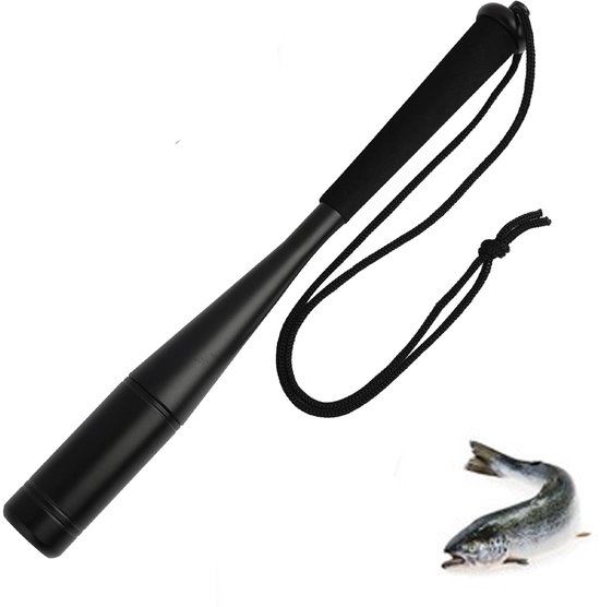 Visracket van aluminium - Vishdoder van aluminium - Vishamer - Vishdoder - Visracket - Outdoor visracket - Vis accessoire - Voor outdoor vissen - Met antislip handvat en polsband - Visaccessoires - Efficiënt vissen - Zwart