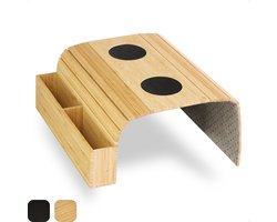 Tuko Armleuning Dienblad - Naturel - Duurzaam bamboe - Opbergvak - Flexibel - Anti slip - Beschermende coating - Organizer - Bank - Zetel - Sofa - Banktafel