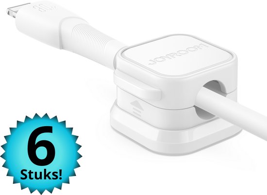 Organiseur de câbles magnétique Joyroom – Support de câbles – Wit – Clip de câble autocollant – Pour USB-C, Lightning, HDMI et plus – Set de clips de câbles