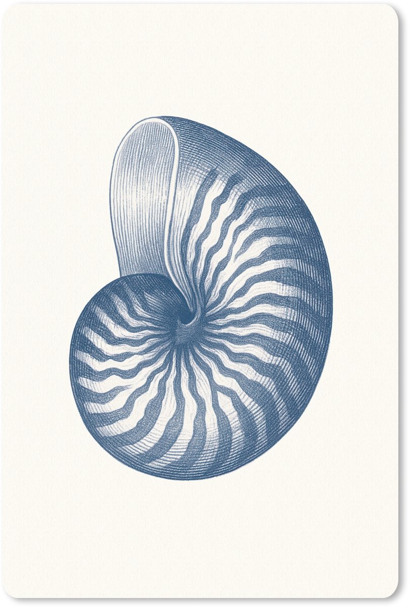 Muismat 18x27 cm - Mousepad Blauw - Schelp - Spiraal - Muismatten