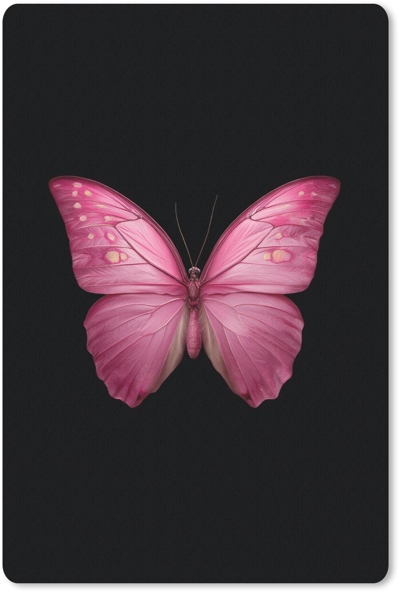 Muismat 18x27 cm - Mousepad Vlinder - roze - Elegant - Muismatten