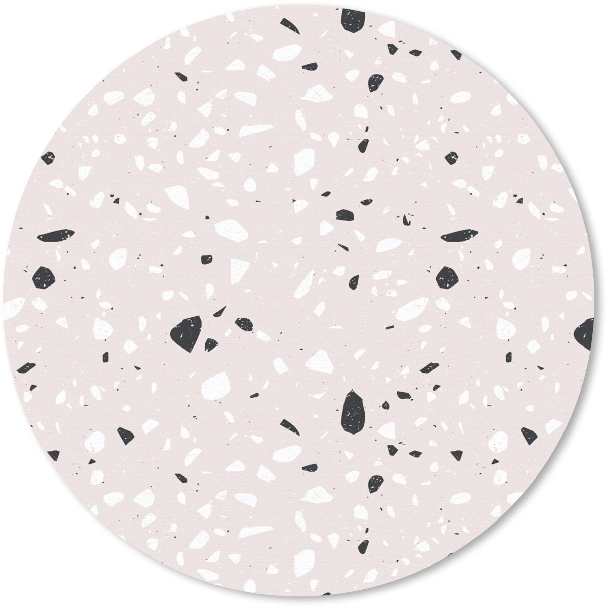 Muismat rond 40x40 cm - Mousepad Terrazzo - Patroon - Zacht - Zwart - Wit - Ronde muismatten