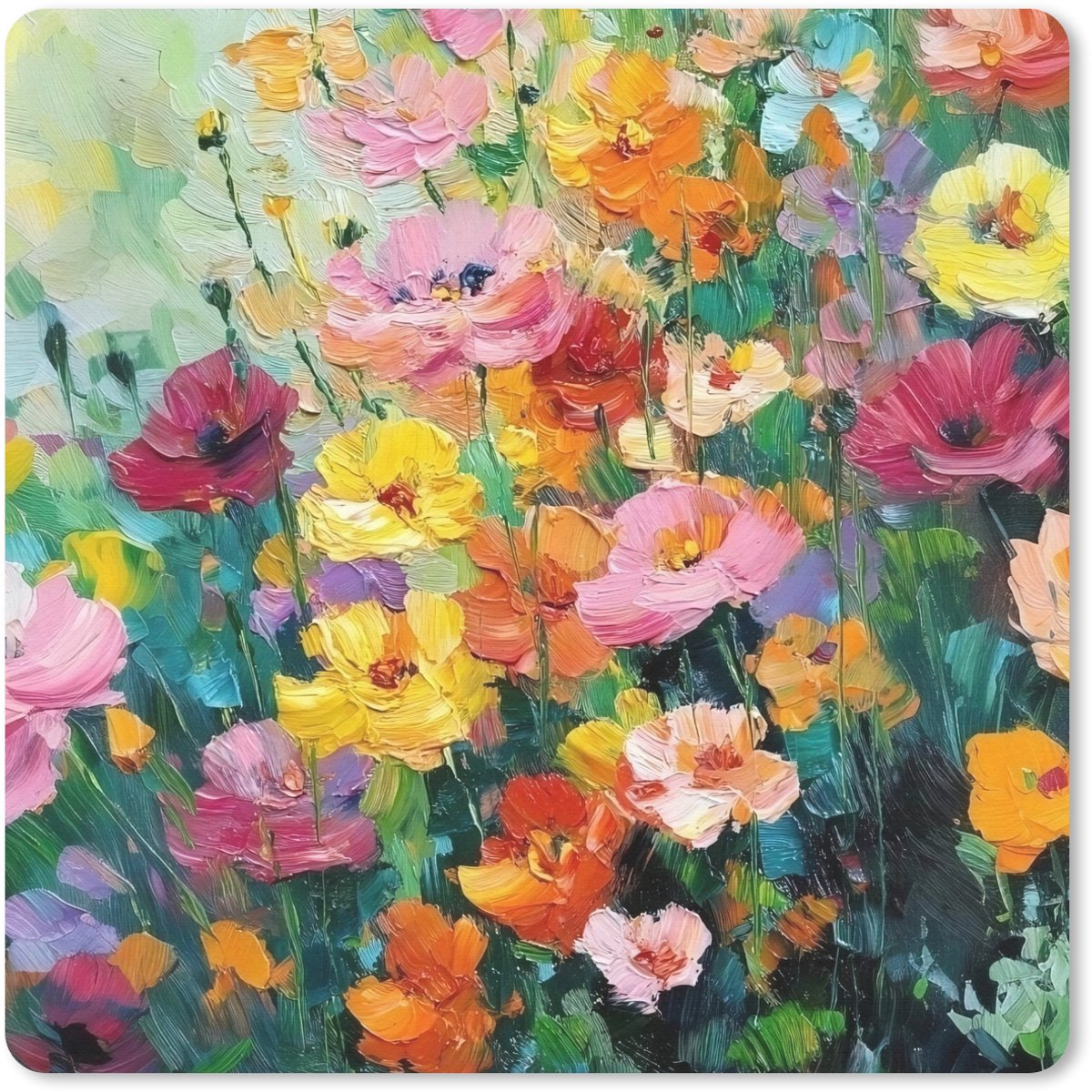 Muismat 30x30 cm - Mousepad Bloemen explosie - Heldere kleuren - Vrolijk - Muismatten