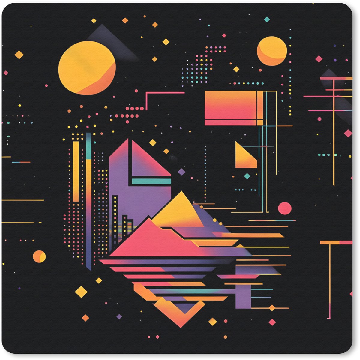 Muismat 20x20 cm - Mousepad Abstract - Vormen - Lijnen - Kleurrijk - Muismatten
