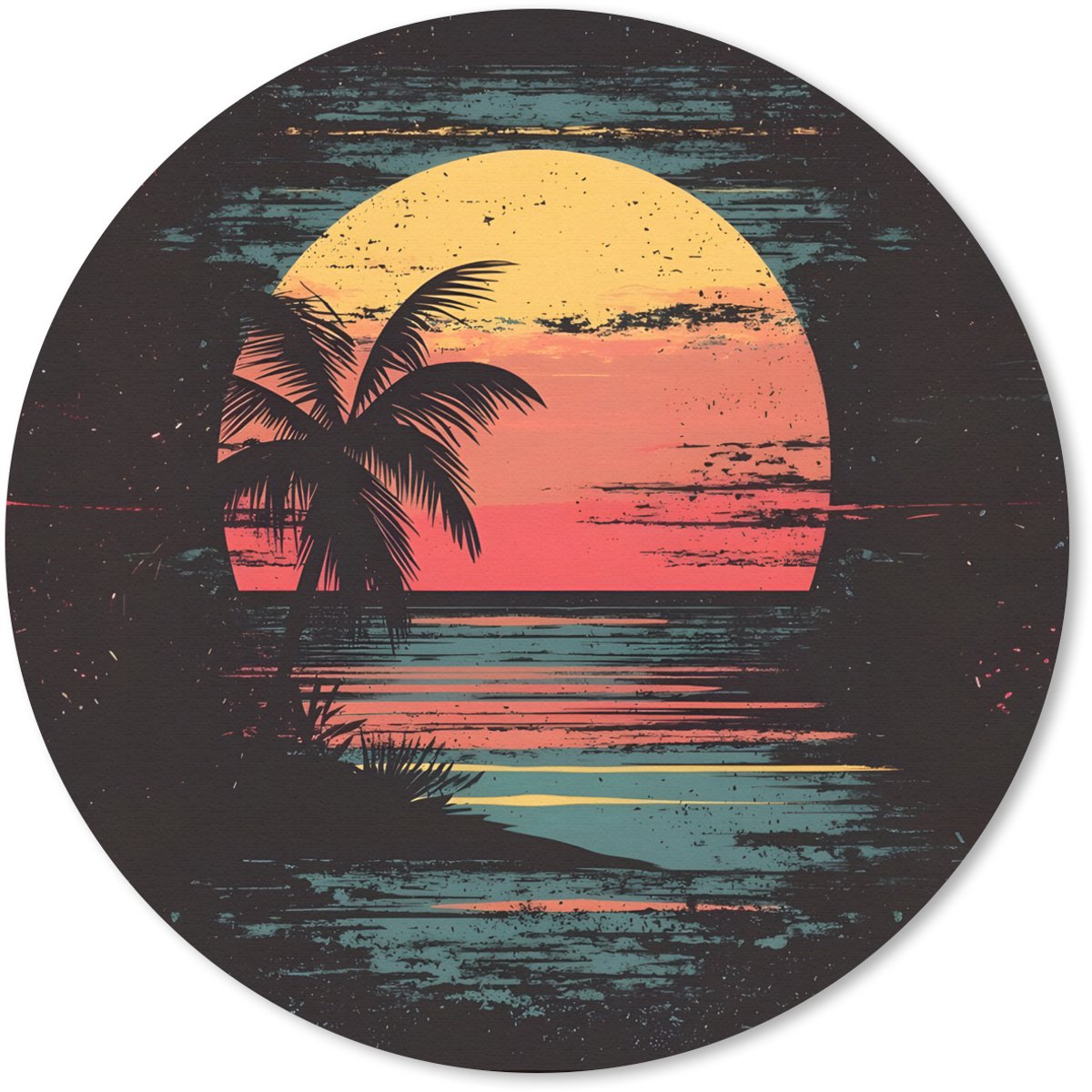 Muismat rond 40x40 cm - Mousepad Strand - Minimalistisch - Zon - Oranje - Ronde muismatten