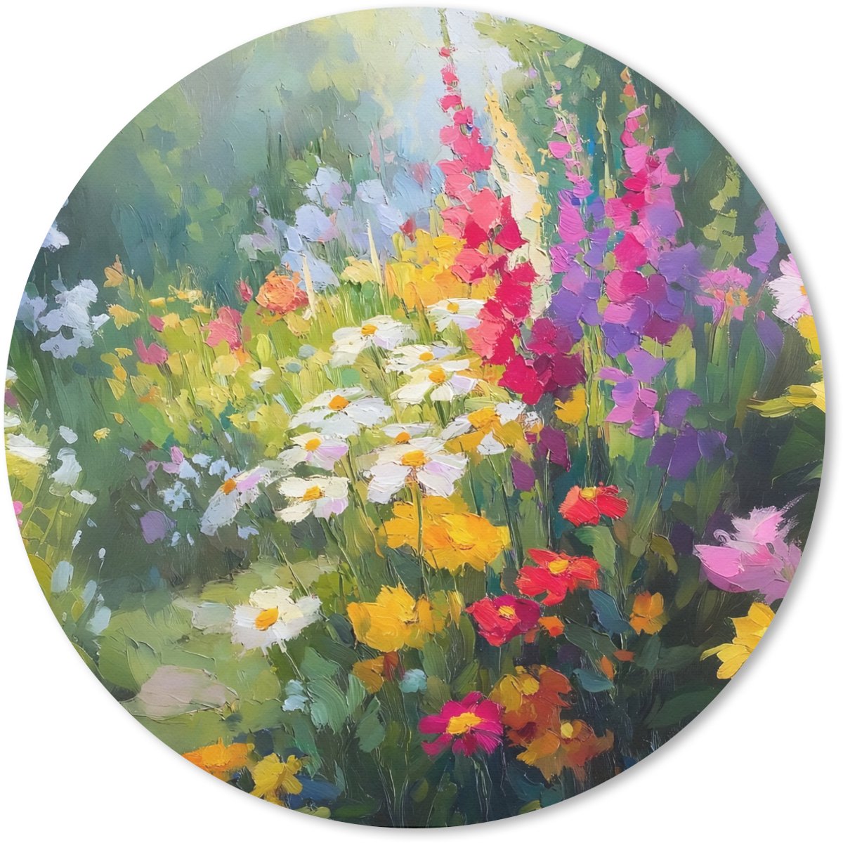 Muismat rond 30x30 cm - Mousepad Zomertuin - Sfeervol - Bloemen - Ronde muismatten