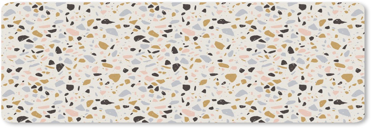 Muismat XXL 90x30 cm - Bureau onderlegger - Bureau mat Terrazzo - Patroon - Neutraal - Zacht - Multi - Bureaumat - Gaming mousepad xl - Bureaulegger groot - Computer deskmat