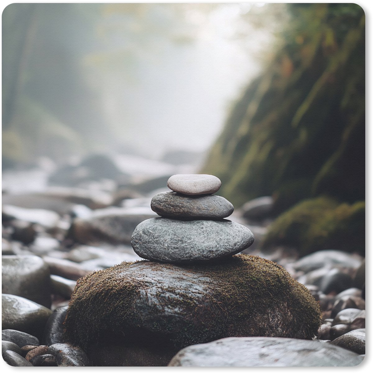Muismat XXL 50x50 cm - Bureau onderlegger - Bureau mat Stenen - Stapel - Natuur - Bureaumat - Gaming mousepad xl - Bureaulegger groot - Computer deskmat