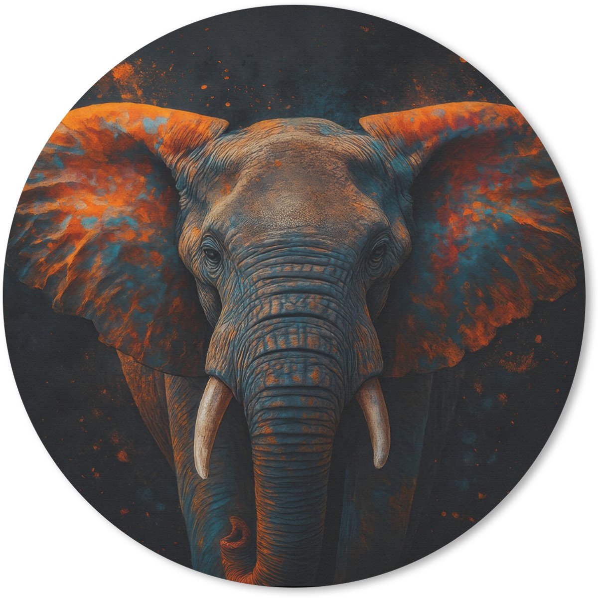 Muismat rond 40x40 cm - Mousepad Olifant - Oranje - Oren - Ronde muismatten