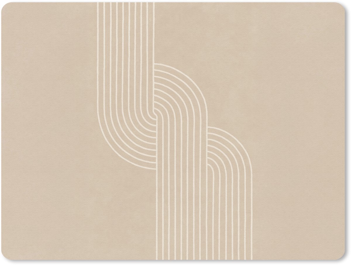 Muismat 23x19 cm - Mousepad Parallelle lijnen - Lichte textuur - Beige - Muismatten