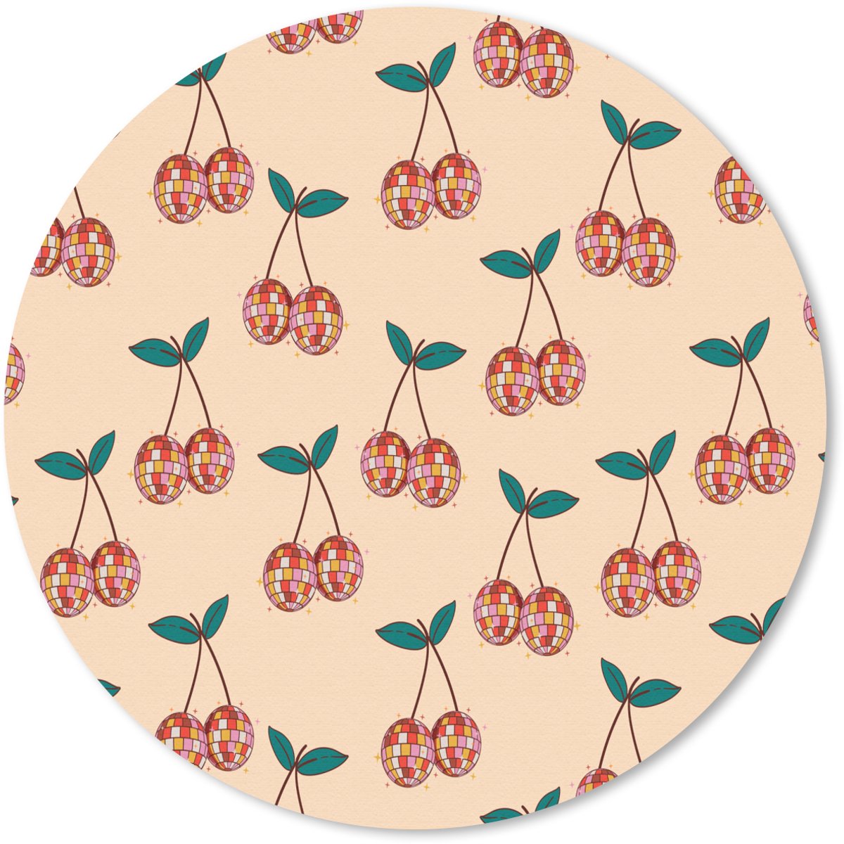Muismat rond 40x40 cm - Mousepad Kers - Disco - Patroon - Ronde muismatten