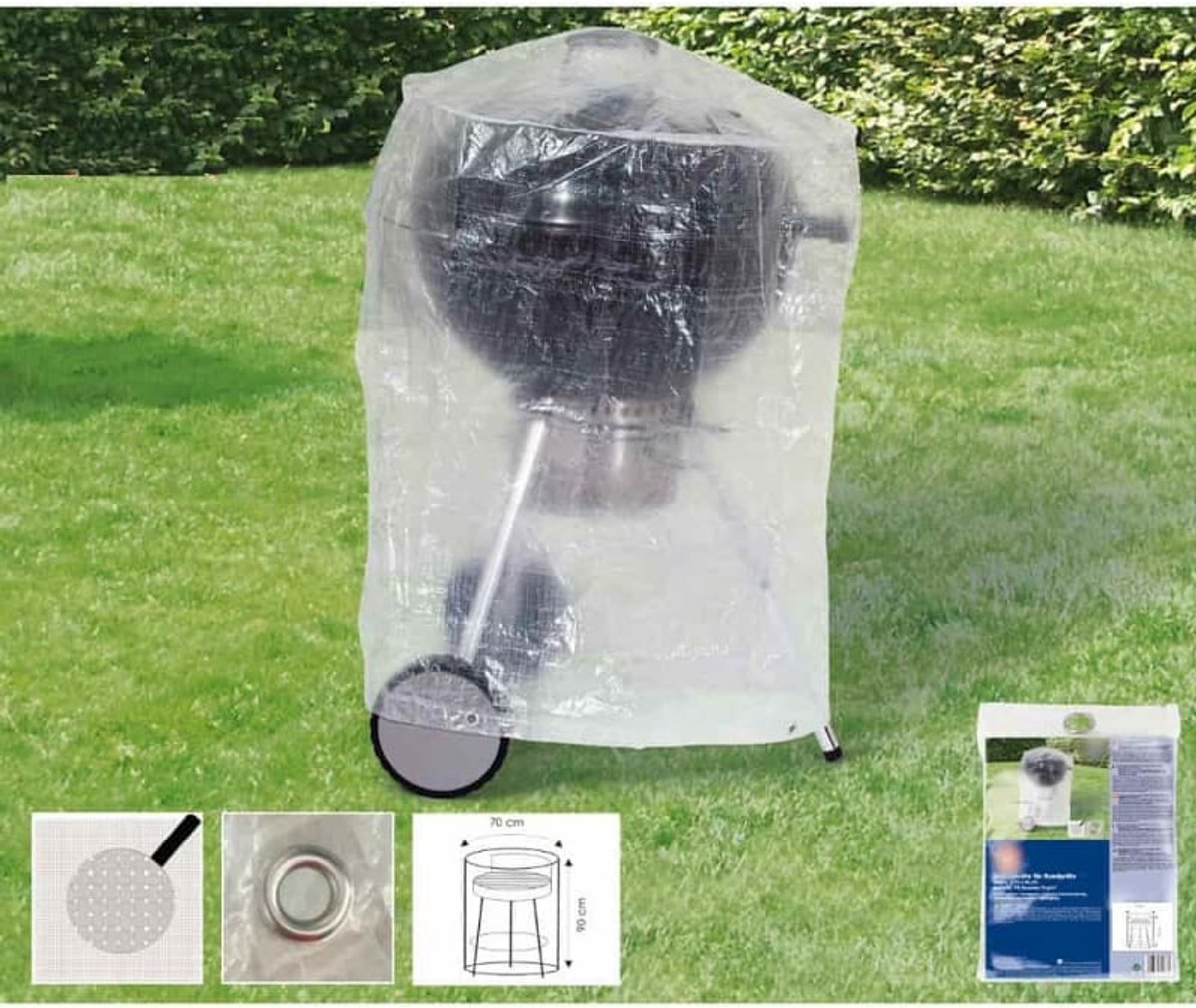 Grill Afdekhoes Rond 70x90cm - Barbecue Beschermhoes Transparant