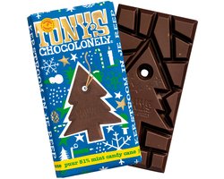 Tony's Chocolonely Kerstmis Kerstboom Chocolade - Reep Pure Chocolade met Mint Candy Kerst Geschenk Kerstcadeau Feestdagen - 1 x 180 Gram Fairtrade Belgische Chocola