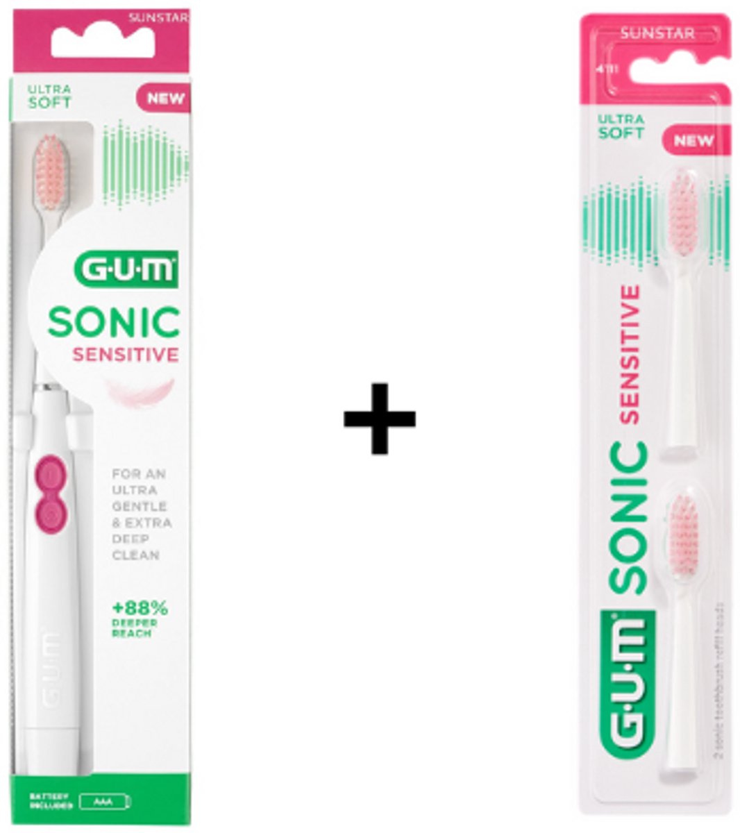 1x GUM Sonic Sensitive Elektrische Tandenborstel + 2x extra opzetbostels