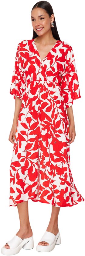 Trendyol Saks A-Lijn Midi-Jurk Met Dubbele Rij Knopen En Kraag Twoss24El00913