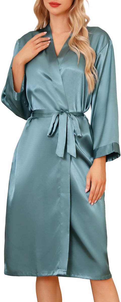 Unisex Satijnen Badjas Kimono - Met V-hals - Voor Spa, Thuis en Hotel