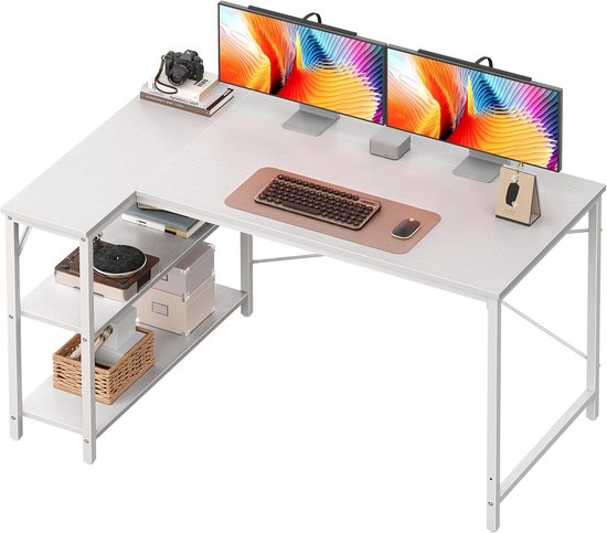 houten bureau met open planken - L-vormig... | bol