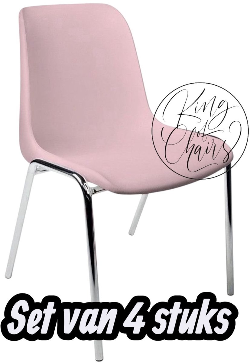 Kantinestoel Helene Roze -set van 4- verchroomd onderstel kantinestoel stapelstoel kuipstoel vergaderstoel tuinstoel kantine stoel stapel stoel tuin stoel kantinestoelen stapelstoelen kuipstoelen arenastoel schoolstoel bezoekersstoel Everardo
