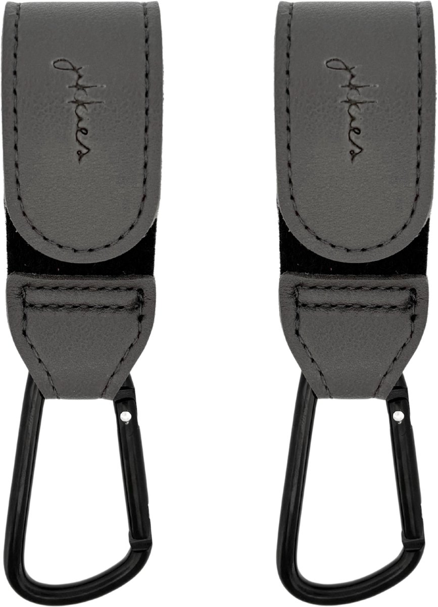Jikkies Tassenhaak - Kinderwagen Tassenhaak - Buggy Haak - Extra Stevig - Sterke Tassenhaak - Universele Haak - Set van 2 - Grijs