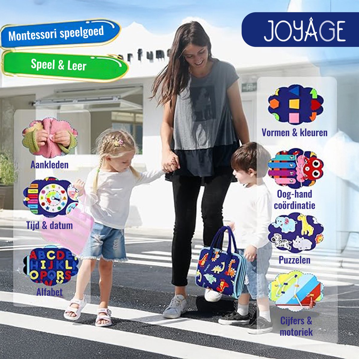 Joyage Busy Board Boek Montessori Speelgoed - Nederlands - Montessori activiteitenboek - Educatief speelgoed meisjes Speelgoed Busy book Peuter speelgoed jongens motoriek speelgoed 1 jaar 2 jaar Jongens speelgoed 3 jaar - Sensorisch speelgoed 4 jaar — afbeelding 3