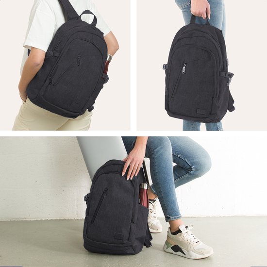 Sac à dos TRVLMORE - 25 L - 15,6 pouces - Sac à dos pour ordinateur portable avec port USB - Cartable - Homme et femme - Sac - Garantie à vie - Zwart
