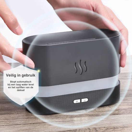 Aroma Diffuser 200ML  - Luchtbevochtiger – Verdamper – Aromatherapie - Geurverspreider - Vlam effect van Zedar