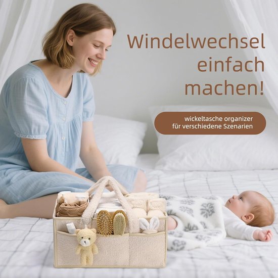 Luierzakjes opbergdoos - Pluche luiermand - luiertas - Luiermand - Beer-vormige luieropbergdoos - Luiertafel opbergdoos met verwisselbare vakken - Multifunctionele draagbare luieropbergdoos van Merkloos — afbeelding 3