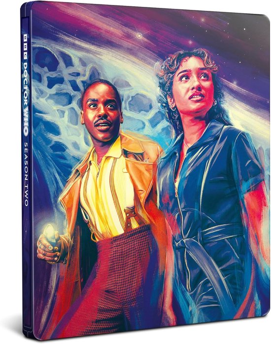 Een steelbook met "Doctor Who Season Two".