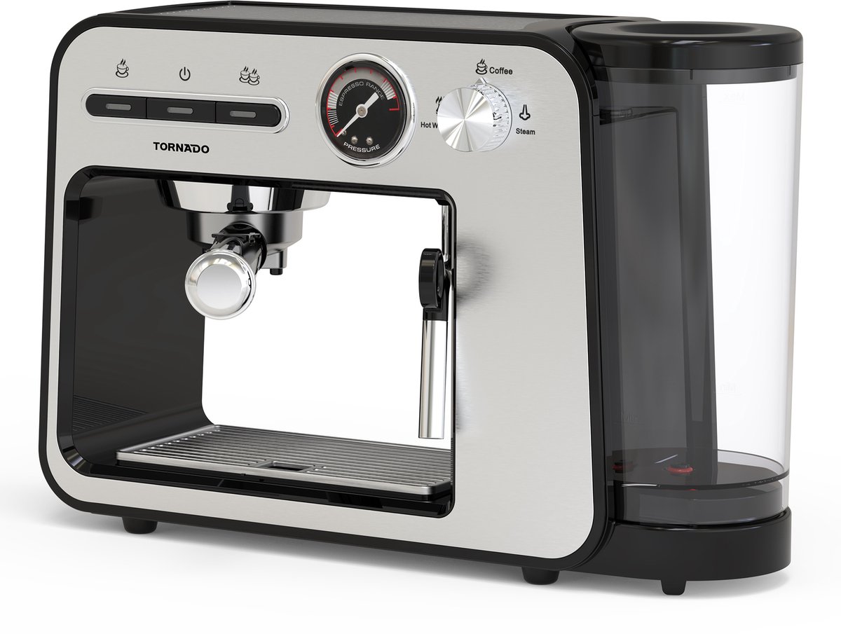 Tornado TST-693B-GS - Espressomachine - 5-in-1 - 19 Bar - Multi-Capsule & Gemalen Koffie - Stoompijp - 1L