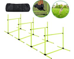 Honden Behendigheidsset - Hondensport Hindernissen - Hondentraining Stimuleren - In Hoogte Verstelbaar - 4 Stuks - Groen Blauw Wit