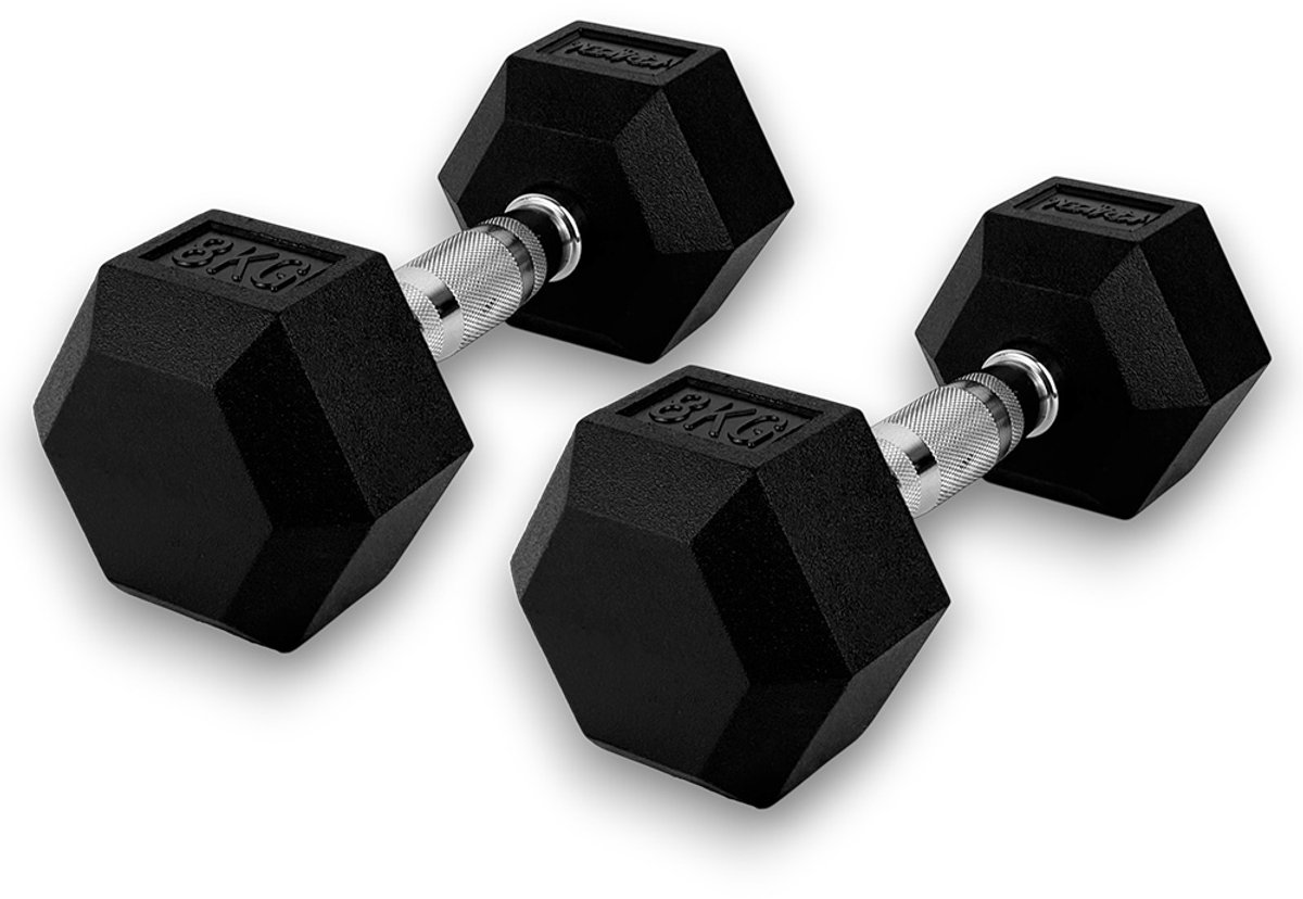 KRAKEN 2x 8 KG (=16KG) Hexagon Dumbbell Set | Stabiele Zeshoekige Vorm | Duurzaam en Comfortabel | Veelzijdig en Betrouwbaar voor Krachttraining | Halter Gewicht voor Fitness | Sport Gym Dumbbell (alt. spelling Dumbel Dumbbel Dumbell) Hand Gewichten