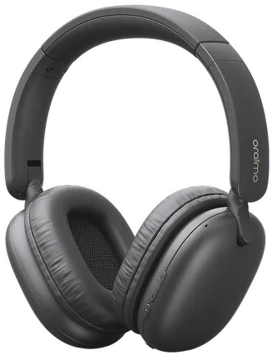 Zwarte oraimo BoomPop Lite-hoofdtelefoon op een witte achtergrond.
