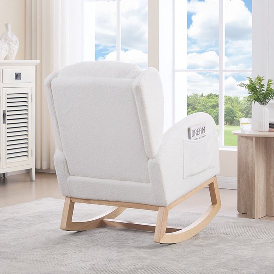 vidaXL Schommelstoel met voetensteun in vintage stijl canvas crème