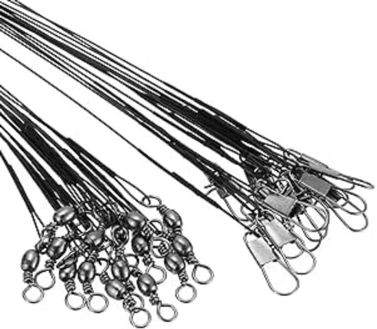 Fil Coated Wire Leader 'Black' - 30 stuks - 30cm - 15kg - Stalen onderlijnen - Zwart - Roofvis onderlijnen voor Kunstaas Vissen van Fil Fishing — afbeelding 2