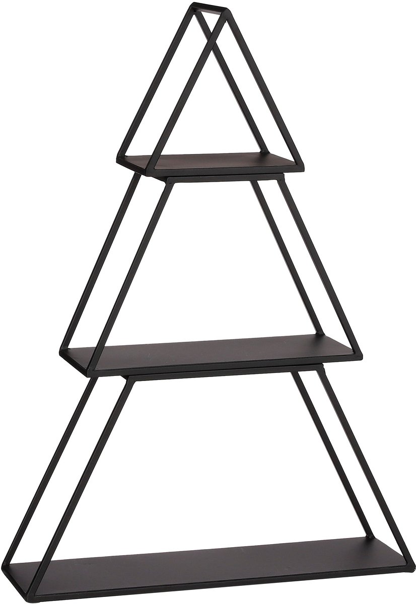 Decorative Tiered Christmas Tree Stand - 3-tier - L50 x W14 x H71 cm - Metal - Black